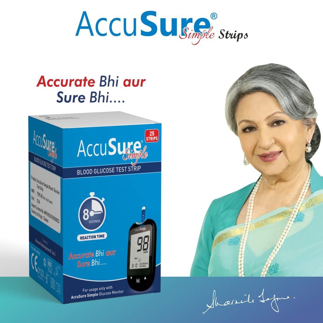 25 strips accusure simple glucometer 25 strips accusure simple glucometer